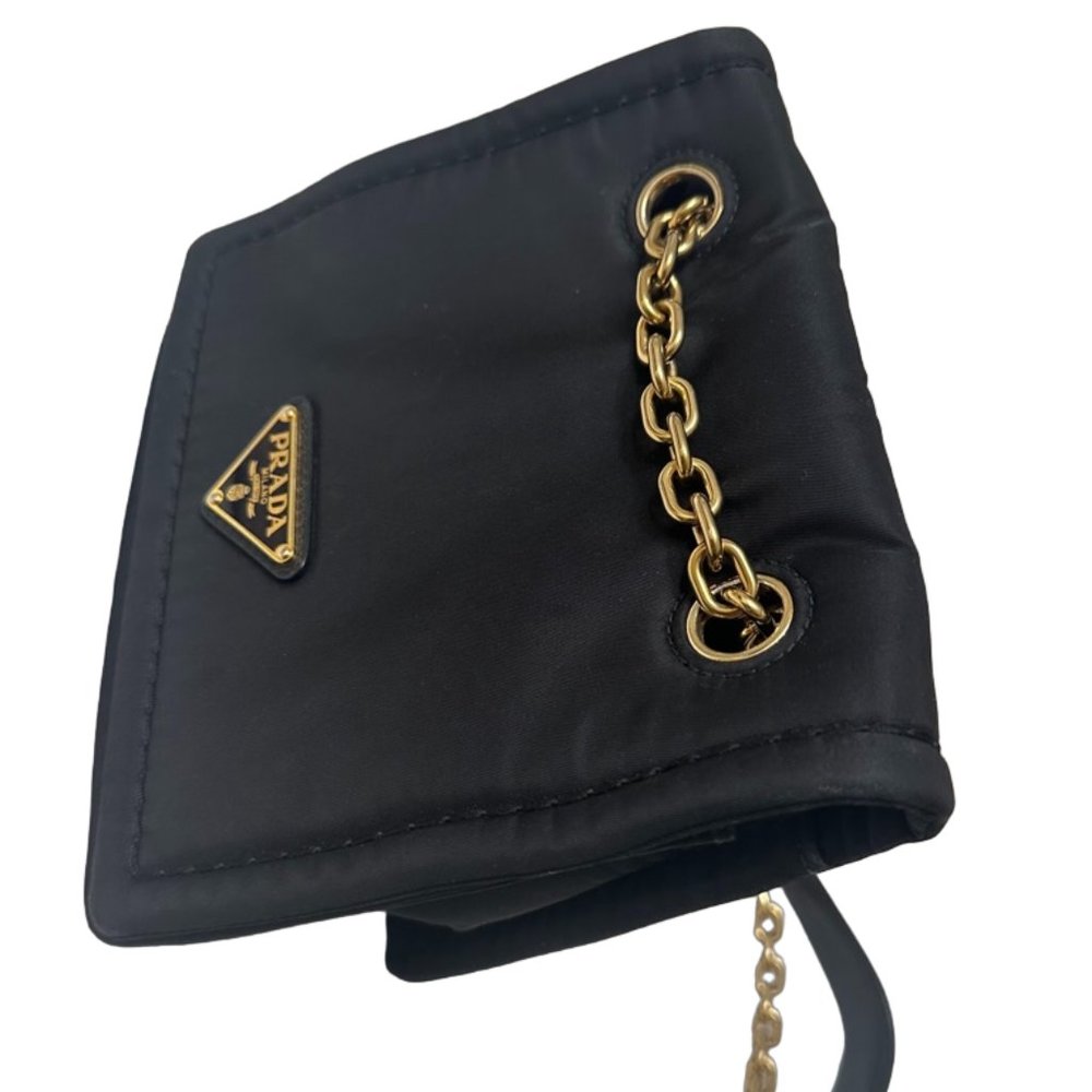Prada Tessuto Nylon Chain Crossbody Shoulder Bag Black - Picture 16 of 16